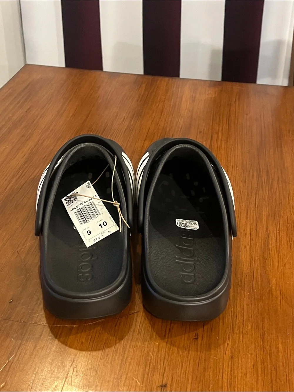 Adidas Adilette Clog 2.0 Shoes JQ8058 new black white Mens Size 9 / Women’s 10